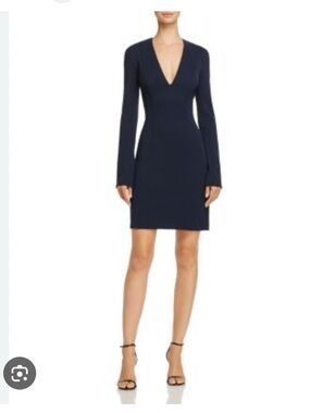 Theory Navy Long Sleeve V-Neck Dress
